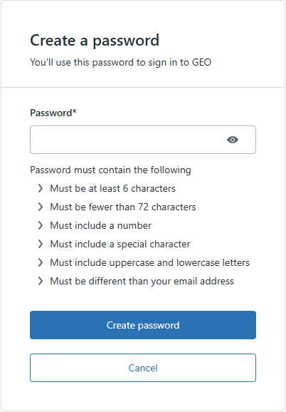 Password reset window